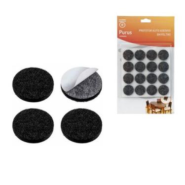 Imagem de Auto Adesivo Feltro Protetor Piso Cadeira Redondo 32un 3cm - RT