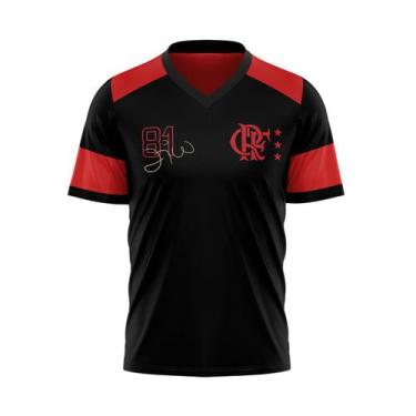 Imagem de Camisa Retro Flamengo Zico Mundial 1981 Oficial - Braziline, G, Preto,