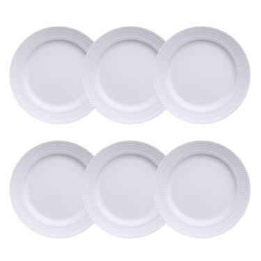 Imagem de Jogo 6 Pratos Rasos Chevron Relevo Jantar Porcelana Germer - Porcelana
