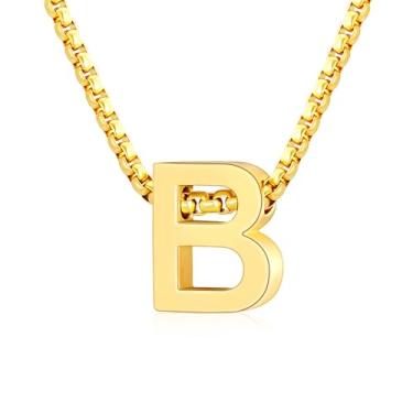 Imagem de VULETO Colar com letra A-Z com inicial A-Z, presente para meninos e homens, pingente de letra de aço inoxidável, enfeites de Natal, joias de aniversário, ideias de presentes para adolescentes e