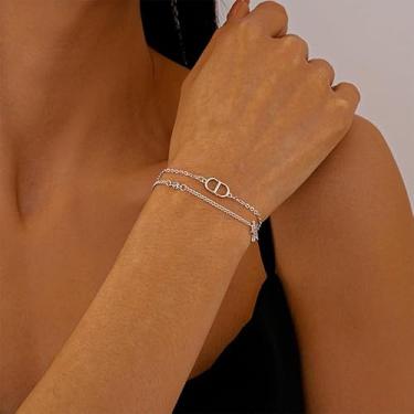Imagem de Pulseiras de ouro para mulheres – Corrente delicada banhada a ouro 14 K simples, pulseiras de corrente para mulheres, presente moderno, Medium, Cobre, Sem Pedra Preciosa