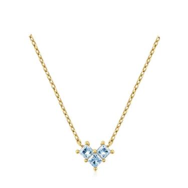 Imagem de Turandoss Colar de pedra do mês de nascimento para mulheres – Colar com pingente de esmeralda azul verde azul banhado a ouro 14K criado para mulheres, meninas adolescentes, joias de aniversário de 12