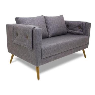 Imagem de Poltrona Namoradeira Paris D07 2 Lugares Linho Mescla Marrom - D'Rossi