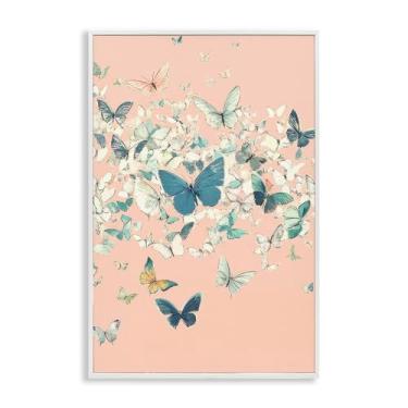 Imagem de Stupell Industries Aglomerado de borboletas sobre arte giclée emoldurada rosa preta, design por Petal Prints Design, 76 x 50 cm