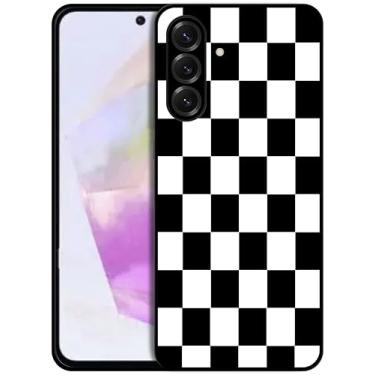 Imagem de SM CASES Capa para Samsung Galaxy A36 5G - Capa protetora de borracha TPU à prova de choque com estampa quadriculada com estampa 2D para Samsung Galaxy A36 5G preta