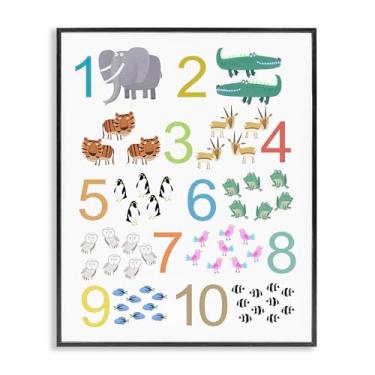 Imagem de Stupell Industries Kid's Counting Animals White Framed Giclee Art, design por Carla Daly, 20 x 16