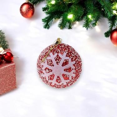 Imagem de Generic 1 peça de enfeites de bolas de Natal redondas cor de floco de neve espuma vermelha 8 cm