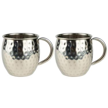 Imagem de Kit 2 Canecas Moscow Mule Martelada Inox 580ml Drinks Bebidas Mesa Bar