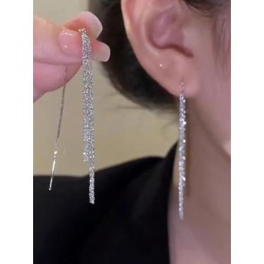 Imagem de Brincos de cartilagem sem piercing de ouro e prata, brincos de argola de zircônia cúbica para mulheres, joias modernas e femininas, Medium, Latão, Sem pedra preciosa