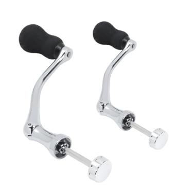 Imagem de Mewutal 2 peças de manípulo giratório de pesca de tamanho grande e pequeno com puxador de EVA preto de aço inoxidável para pesca com alça de balancim peças de reposição