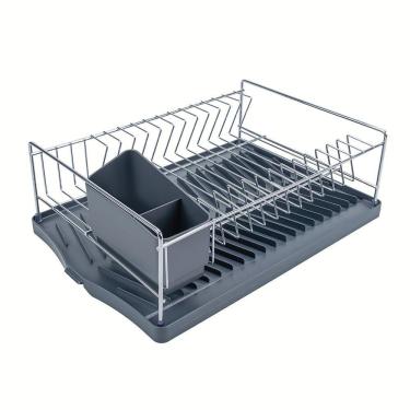 Imagem de Escorredor De Louça Plurale Em Aço Inox Com Bandeja Coletora Grafite - Tramontina 61536100