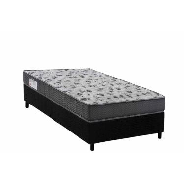Imagem de Cama Box Solteiro: Colchão Espuma D33 Ortobom Anatômico Iso 100 Ultra Firme + Base Crc Suede Black (88x188)