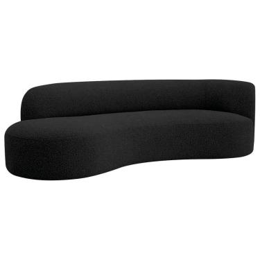 Imagem de Divã Recamier Orgânico Tokyo 180cm Lado Esquerdo Linho Cor Preto