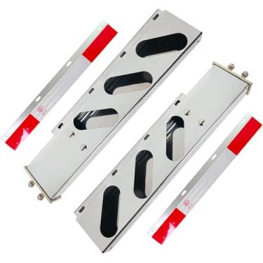 Imagem de JIARU Ganchos de aba de lama com mola de aço inoxidável para barra traseira de semi-caminhões com recortes de luz e placa refletora espaçamento de parafuso de 6 cm (orifício elíptico)