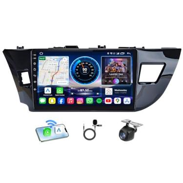 Imagem de Rádio automotivo para Toyota Corolla 2014-2016: Carplay sem fio Android Auto, tela sensível ao toque estéreo de 10 polegadas com WiFi 5G, conexão espelhada, GPS, Bluetooth, FM, SWC 1080P, câmera de