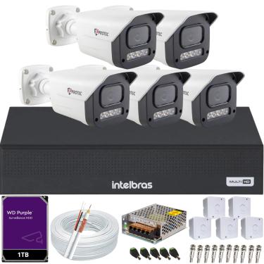 Imagem de Kit 5 Câmeras Full Color C/Áudio Dvr Intelbras 8ch 1TB Purple