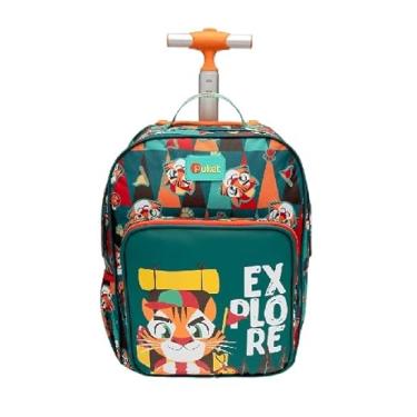Imagem de PUKET - Mochila escolar Média Puket com Rodinha Tigre Verde