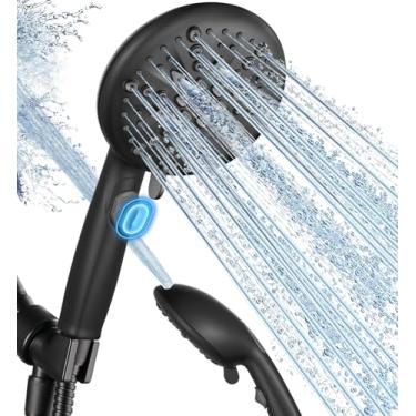 Imagem de Cobbe Ducha de alta pressão com 9 funções com portátil, pulverizador de energia embutido para limpar canto, banheira e animais de estimação, suporte ajustável de mangueira de aço inoxidável (preto fosco)