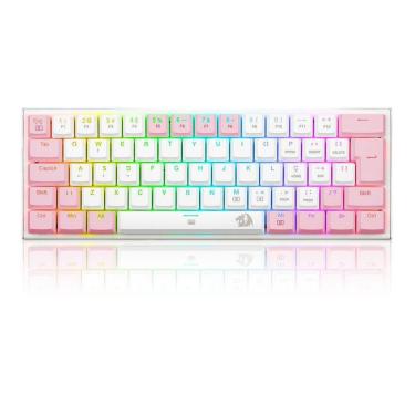 Imagem de Teclado Mecânico Gamer Redragon Anivia, RGB, Switch Marrom, ABNT2, Branco com Rosa - Branco - Únic-Unissex