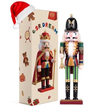 Imagem de Enfeites de quebra-nozes de madeira de 29 cm (decorações de Natal, bonecos de quebra-nozes) (presente colecionável festivo) para mesa, mesa, lareira e Natal, trompetista