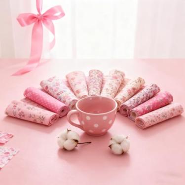 Imagem de 40 peças de tecido quadrados de algodão, materiais de costura com padrão floral amarelo para projetos de bricolage e materiais de artesanato