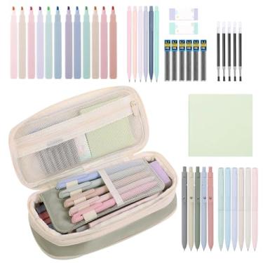 Imagem de Rrlihjgu Material Escolar Estético,Marcadores Canetas Gel Pretas Borrachas Bloco Notas - Necessaire Grande Kit Papelaria - Para Aniversário Natal Escritório Aula Estudo Trabalho Adolescentes