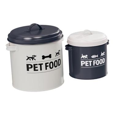 Imagem de ＡＷＨＡＯ Conjunto de 2 Recipientes Herméticos para Petiscos de Cachorro, Lata de Ferro para Alimentos, Recipiente para Armazenamento de Petiscos para Cães E Ga