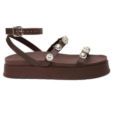 Imagem de Sandália Papete Birken Feminina Tiras Detalhes em Metal Café Verão Primavera Praia Fivela Moda Blogueira (BR, Adulto, Numérico, 39)