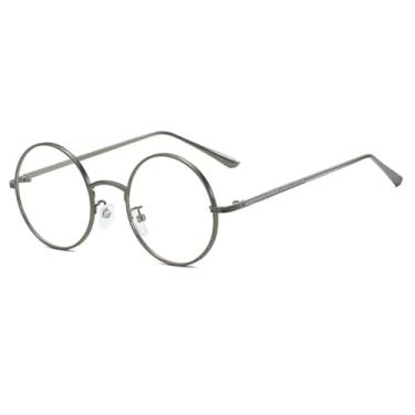 Imagem de Óculos de Sol Clássicos Redondos Masculinos e Femininos com Armação de Metal e Proteção UV400 - Moda Masculina e Feminina (Cinza Chumbo com Lentes Transparentes)