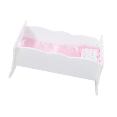 Imagem de KiBcsLic Berço de boneca de madeira branca de 18 polegadas com comprimento de 52,5 cm, realista para meninos e meninas, fácil montagem com colcha de