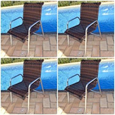 Imagem de Jogo 4 Cadeiras Para Jantar Jardim Piscina Fibra E Aluminio - Sarah Mó