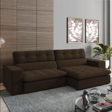 Imagem de Sofá 4 Lugares Sereno Retrátil / Reclinável - élpis Móveis Marrom