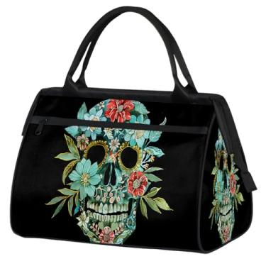 Imagem de Bolsa pequena para o fim de semana, feminina, masculina, floral, borboleta, retrô, colorida, dobrável, bolsa esportiva leve para academia, Cor: 78 cm, 15.2*8.3*11.6 inch, Moderno