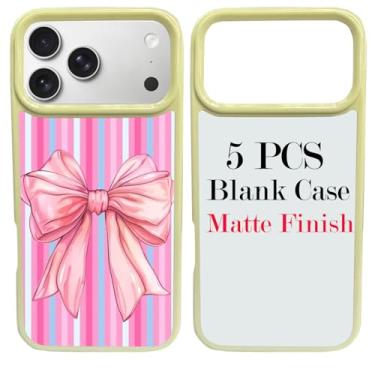 Imagem de JUSTRY 5 conjuntos de capas de telefone em branco de sublimação para iPhone 17 Pro Max, 2 em 1 2D DIY TPU em branco capa de borracha macia + inserções foscas, fácil de sublimar personalizado subb