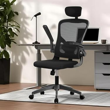 Imagem de Cadeira de Escritório Ergonômica com Suporte Lombar e Encosto Ajustável, Malha Respirável, Giratória e Reclinável, Ideal para cadeira dr office business pro, cadeira flexform (Preto)