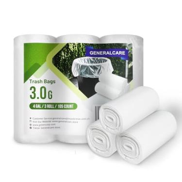Imagem de Forro de lata de lixo de 4 galões - Saco de lixo com 105 unidades, 3 rolos, sacos de lixo pequenos sem cheiro, sacos de lixo de banheiro, sacos multiuso para necessidades comerciais e industriais (105
