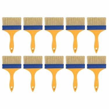 Imagem de HARFINGTON 16 pincéis de tinta de 11 cm, sem lascas, cerdas de nylon com cabo plástico amarelo para pinturas, artesanato, vernizes, colas, gesso, parede, móveis, cercas, decks