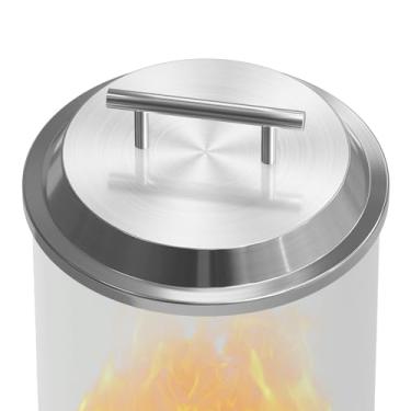 Imagem de Tampa de lareira de mesa para fogão solo mesa XL 18 cm, tampa portátil para fogueira com alça, acessórios de mini fogão de acampamento de aço inoxidável 304