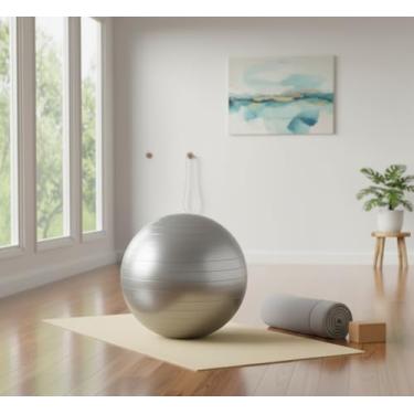 Imagem de Bola Para Exercicios Pilates Yoga Fisioterapia Abdominal 50cm Azul Rosa Cinza até 150kg Profissional (Cinza)