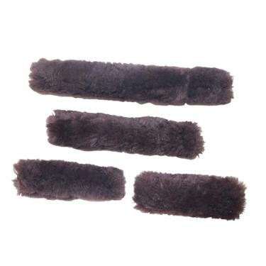Imagem de oshhni Conjunto de 4 para cabresto de cavalo, substituição de equipamentos equestres, decoração, capa para focinheira, tubos de pelúcia para cabresto, Marrom
