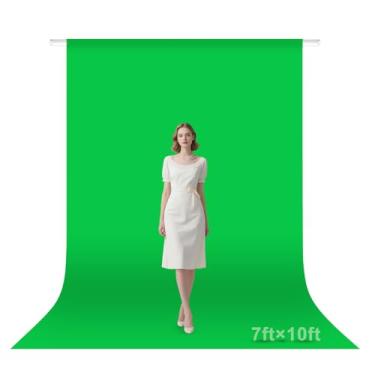 Imagem de Qoolfoto Pano de fundo de tela verde, 2 × 3 m para fotografia Chromakey, folha de fundo verde para reunião de zoom, cortina de tecido de poliéster para estúdio de vídeo, festa, transmissão ao vivo