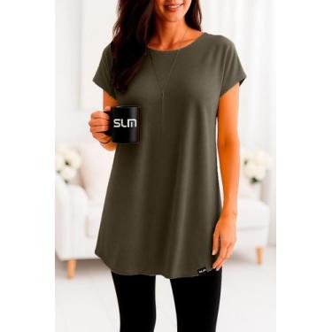 Imagem de Vestido Camisetão Slim Fitness Feminino Casual Verão, Bege, M