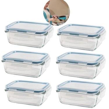 Imagem de Kit 6 Peças Pote De Vidro Hermetico Retangular 1520 Ml - Ad Importação