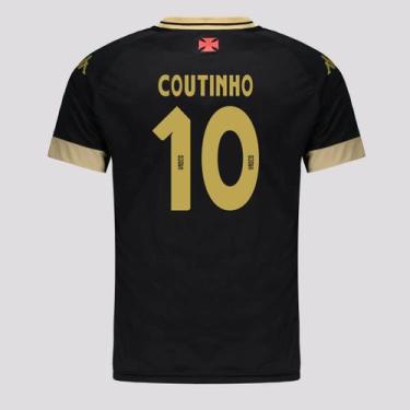 Imagem de Camisa Kappa Vasco Supporter UP Preta e Dourada 10 Coutinho, G
