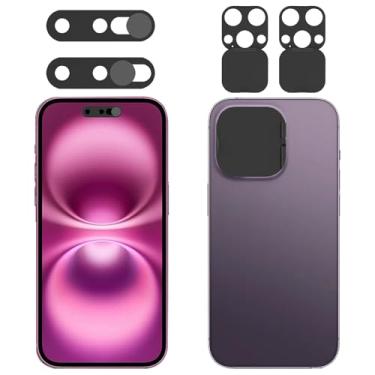 Imagem de EYSOFT Capa para câmera frontal compatível com 14 Pro/iPhone 14 Pro Max com capa de lente traseira, protege a privacidade e a segurança, mas não afeta o reconhecimento facial (pacote com 2)