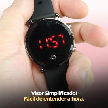 Imagem de Relogio Feminino Digital Aço Inox Qualidade Premium Caixa Presente Preto Led Original
