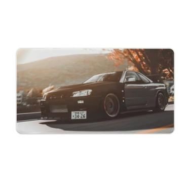 Imagem de FoRes JDM Car R34 Sport Driving Blur Cool Large Gaming Mouse Pads Base de borracha antiderrapante Tapete de mesa para laptop, acessórios de computador, suprimentos para escritório, casa, 40 x 75 cm