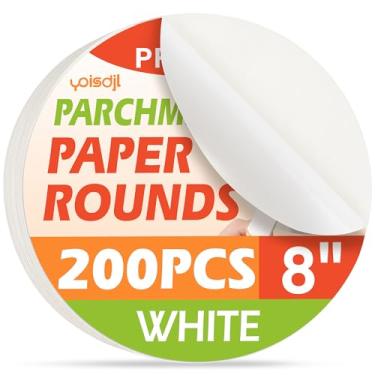 Imagem de Papel pergaminho de 20 cm, folhas de papel manteiga, forro de fritadeira a ar, pergaminho antiaderente, prensa de tortilha, folhas de papel pergaminho pré-cortadas para lata de bolo Springform, forno