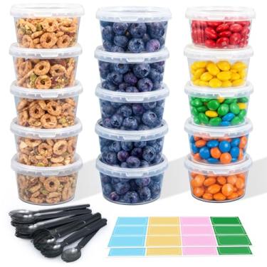 Imagem de ASEVAT Copos de plástico com tampas e canudos, balde de plástico transparente com tampa, baldes de gelo para festas, copo reutilizável de grau alimentício com tampas, recipientes de delicatessen com