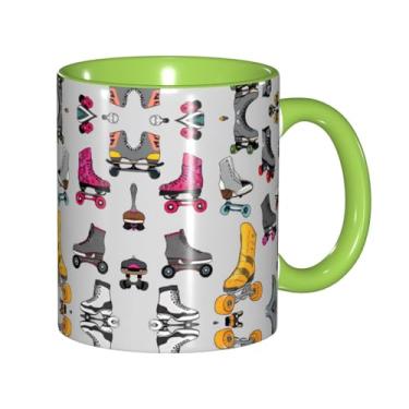 Imagem de Zeraoke Canecas de café criativas com estampa de patins coloridos retrô, personalizadas, presente para a família, tamanho de 325 ml, unissex
